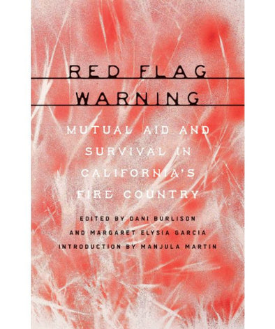 Book cover of 'Red Flag Warning' with red and white abstract design